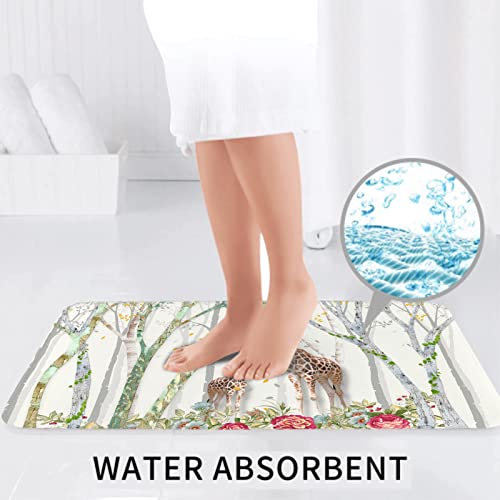 Badematte Badvorleger Set 3-tlg. Teppich, Giraffen-Safari 3D-Giraffen-Wald-Baum-Blumen-Thema-wild lebende afrikanische D… – Bild 5