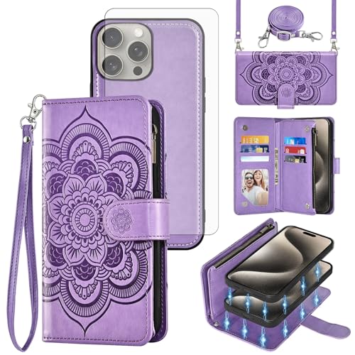 Coque portefeuille iPhone 15 Pro Max avec dragonne pour vos sorties