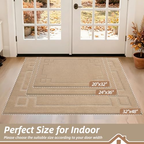 Image of BEQHAUSE Door Mat 32 inch x 48 inch, Non-Slip Door Mats Indoor Washable, Beige