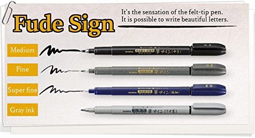 Zebra Fude Sign Brush Pen, 4 unidades, tinta gris miniatura 7