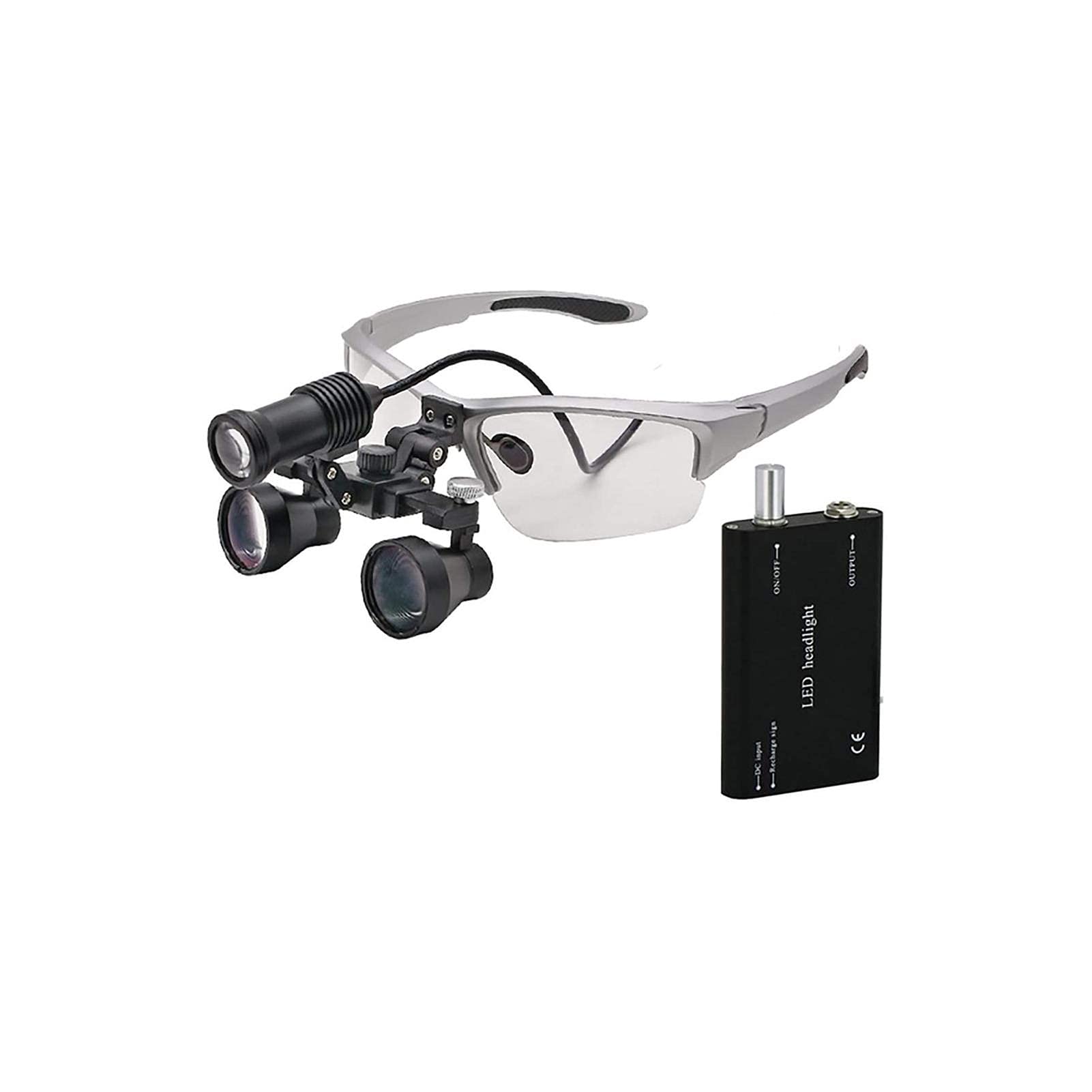 asdchZen Dental Loupes,Head Mountlighted Magnifying Glasses,420 Mm Dental Loupe 3.5X Binocular Magnifier Dental Glasses With Surgical Operation Spotlight Head Light Long Working Distan,Silver-3.5x