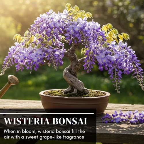 Chinese Wisteria Bonsai Tree Seedling for Planting - 1 Year Old Well Rooted Seedling - Fast-Growing Ornamental Tree with Violet-Purple Flowers and Fragrant Sweet Scent