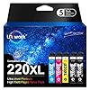 Uniwork Cartucho de tinta T220 220XL, repuesto de cartucho de tinta 220XL remanufacturado para Epson 220 XL 220XL T220XL uso para Workforce WF-2750 WF-2760 WF-2630 WF-2650 WF-2660 XP-320 XP-420