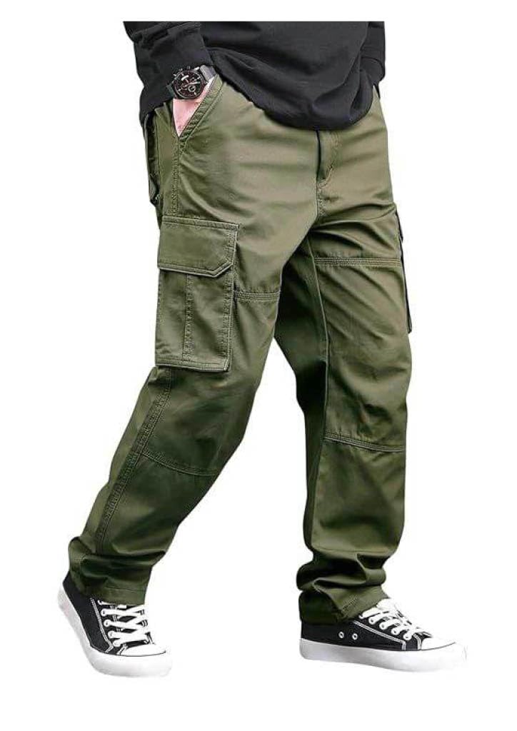 Men's Black Cargo Pants | Multi-Pocket Relaxed Fit Utility Trousers | Casual Streetwear Cotton Blend Cargo Joggers, Travel & Outdoor-image-8