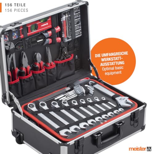 Meister Werkzeugtrolley 156-teilig – Werkzeugkoffer mit Rollen – Gefüllt – Bild 3