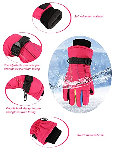 Image of Geyoga 4 Pairs Winter Kids Ski Gloves Boys Girls Windproof Waterproof Warm Snow Gloves for Children Toddler Snowboard