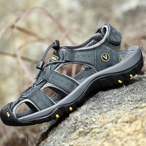 Men's Sport Baotou Casual Large Size Outdoor Sandals Closed Toe Leather Athletic Lightweight Hiking Sandals3