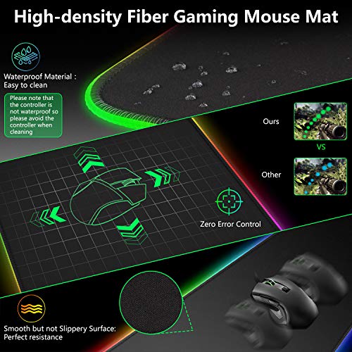RGB Gaming Mouse Pad Large, RGB Mouse Pad with 14 Lighting Mode, Large Mouse Pad with No-Slip Rubber Base and Memory Function, Large Gaming Mouse Pad, Game Mouse Mat - 31.5x11.8x0.15 in