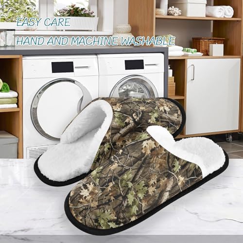 Green Camo Leaves Slippers For Women Men Soft Memory Foam Non-Slip Camouflage Winter Indoor House Shoes Travel Slipper3