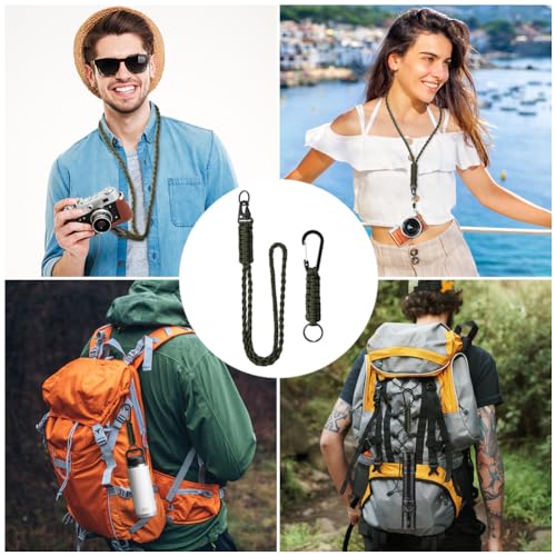 Vicloon Paracord Schlüsselanhänger, 2 Stück Umhängeband Schlüsselband, Paracord Lanyard mit Metall Ring und Adlerschnabelknopf Geflochtenes Lanyard für Schlüssel, Ausweishalter (Armeegrün)