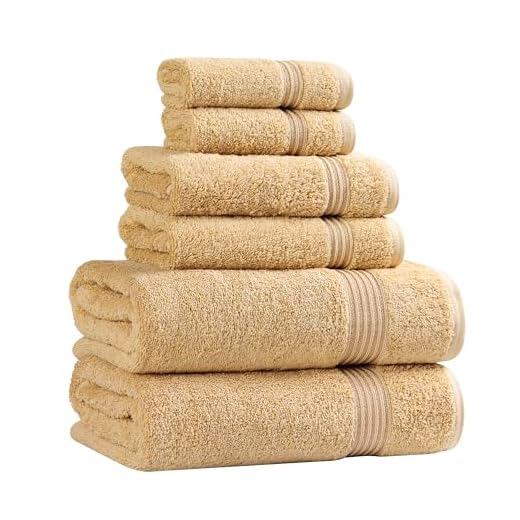 SUPERIOR Luxury Cotton Bath Towel Set - 6-Piece Towel Set, Premium Egyptian Cotton Towels, Gold