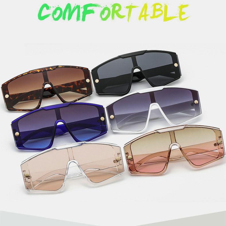 helena Oversized Square Sunglasses Trendy One Piece Sport Shield Flat Top Fashion Visor for Men Women S674