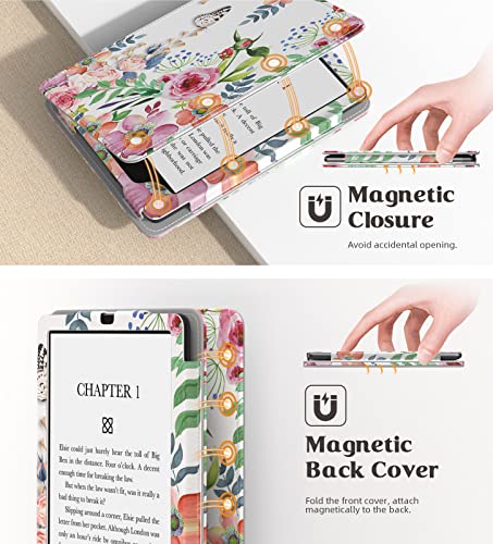 Image of MoKo Case for 7 inch /6.8 inch Kindle Paperwhite(12th /11th Generation-2024 /2021) and Kindle Colorsoft Signature Edition,Slim PU Shell Cover Case with Auto-Wake /Sleep for Kindle Paperwhite 2024,Fragrant Flowers