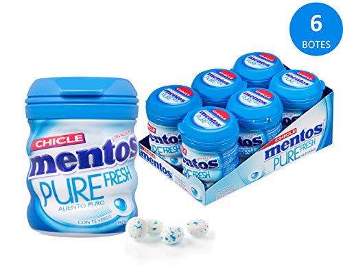 Mentos Chicle Sin Azúcar Pure Fresh Bote con Sabor a Menta - 6 x 60 grams