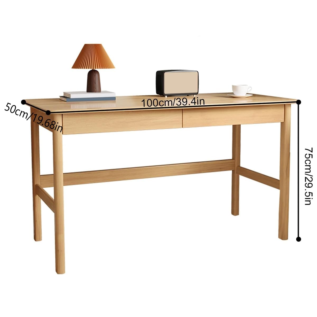 Scrivania per computer in legno massello con cassetti, tavolo da studio per casa e ufficio, per studenti e lavoro, piccola scrivania per camera da letto, postazione di lavoro per PC per piccoli spazi