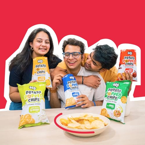 Image of BRB Potato Popped Chips | Spicy Chipotle Flavour | Not Fried. Not Baked | 60% Less Oil, Lower Calorie, Healthy Snack | 5 x (48g /51g) Combo Pack (weight may vary) (Pack of 2)