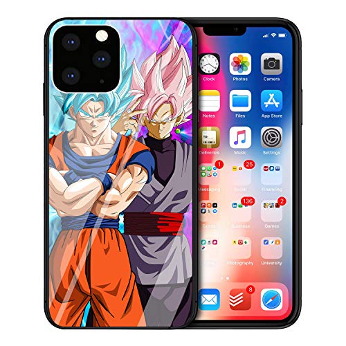 MIM UK Dragon Ball Z Super Tempered Glass iPhone Case Covers Compatible for All iPhones (Goku & Rozay, iPhone 12 Pro Max)