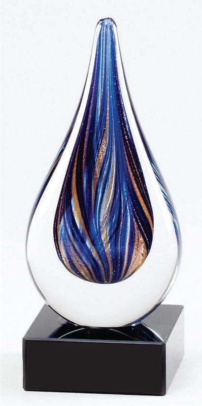 Blue Teardrop Art Glass Award with Free Engraving (Customize Now!)