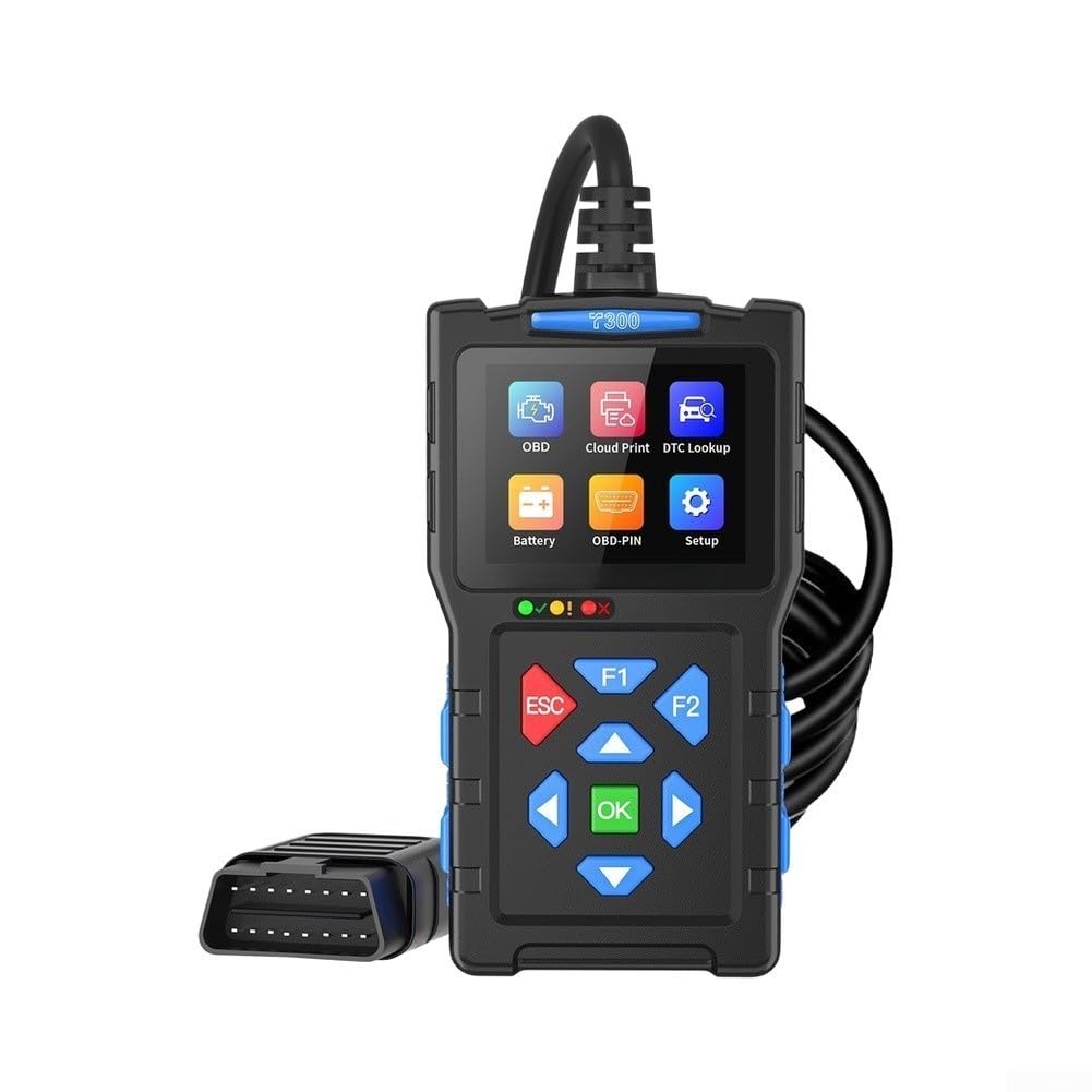 T300 für obd2 Diagnosegerät mit Batterietest Funktion für obd2 Codeleser Scanner für Motorfehler und KFZ Auslesegerät mit 2.8 Zoll TFT Farbdisplay Diagnosewerkzeug für OBDII Protokoll und (orange)