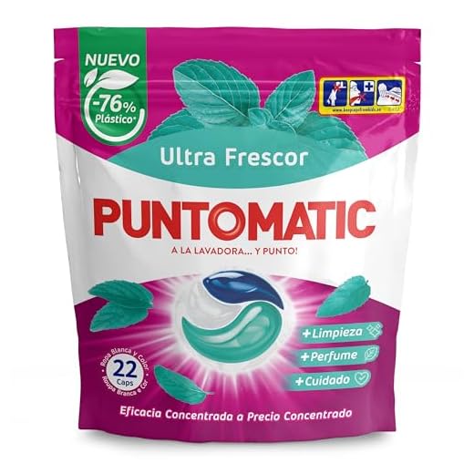 PUNTOMATIC | Cápsulas Tricámara Frescor | Detergente Lavadora para Ropa Blanca y de Color | Quitamanchas | 22 lavados