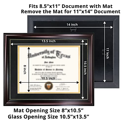 Graduationmall FF-DF004 8.5X11 Diploma Frame With Black Over Gold Mat Or Display 11X14 Document Without Mat thumb #1