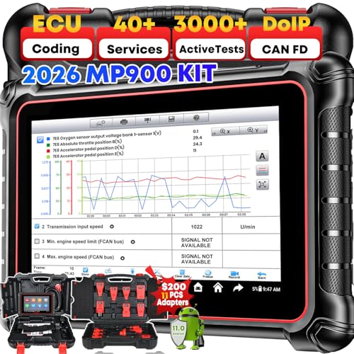 2026 Autel Scanner MaxiPRO MP900 KIT, Up of MP900 MP900BT MK900 MK900BT w/ 200 Bucks 11PCS OBD Adapter, Same OE C0ding as MS906 PRO MS906MAX MK908, CAN FD DoIP, 3K+ Bidirectional Diagnostic, 40+ Reset