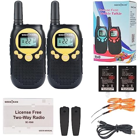 Walkie talkies for Kids,Rechargeable Two Way Radio 5 Miles Easy to use red and Yellow Colors 2pack Cover