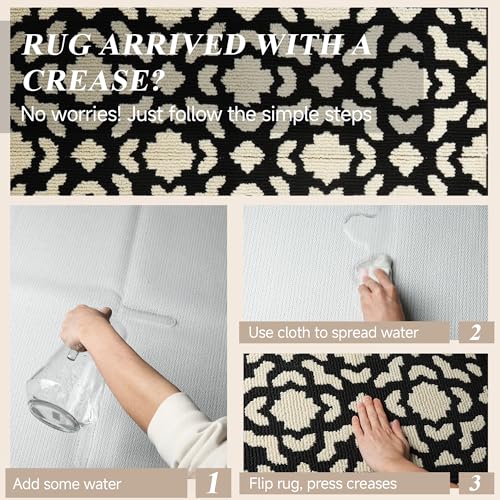 Image of 2x6 Washable Runner Rug for Hallway, Non Slip Low-Pile Kitchen Rug, Durable Soft Floor Carpet Runners for Entryway, Bedroom, Bathroom, Laundry Room, Black Flower