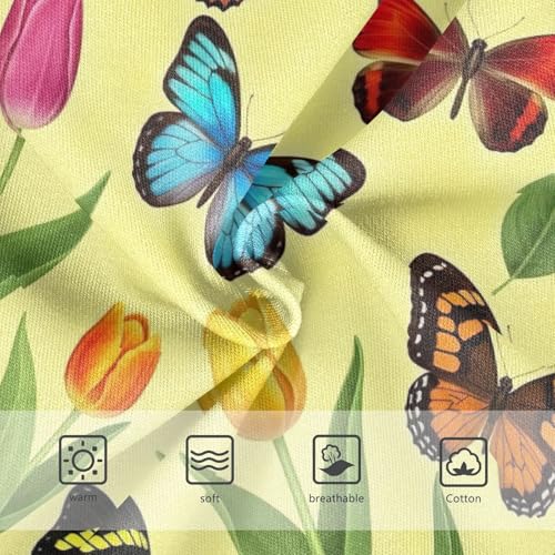 Colorful Butterflies Tulips Yellow Cotton Toddler Underwear, Girls Underwear, 2T–8 Years3