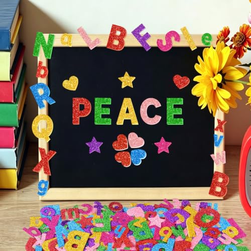 469 Pcs Glitter Foam Stickers, Letter Shapes Stickers, 7 Sheets Colorful 3D Self-Adhesive Foam Stickers, Art Crafts Supplies for DIY Crafts Scrapbooking Holiday Party Classroom Home Decor - Image 7