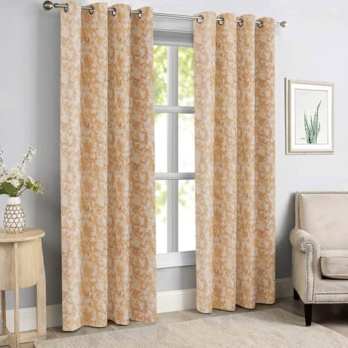 Image of Homestan Abstract Design Velvet Long Door Curtains 9 Feet Long Set of 2 for Home Decor (9 X 4.5 Feet, Off White)