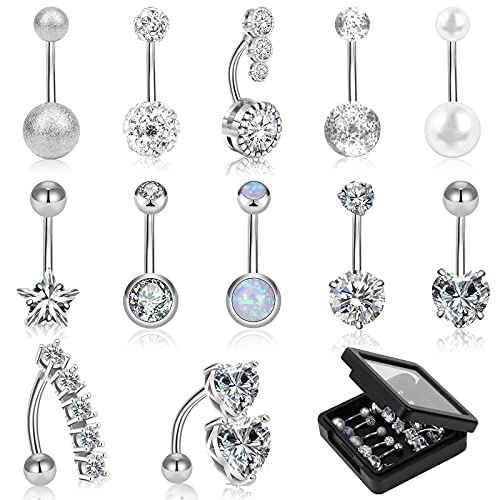 Winsenet 14G Dangle Belly Button Ring Dangling Belly Piercing Jewelry Heart Butterfly Stainless Steel Cute Belly Rings for Women Navel Rings Piercing Jewelry with Gift Box (Silver 4) Winsenet 14G Dangle Belly Button Ring Dangling Belly Piercing Jewelry Heart Butterfly Stainless Steel Cute Belly Rings for Women Navel Rings Piercing Jewelry with Gift Box (Silver 4)