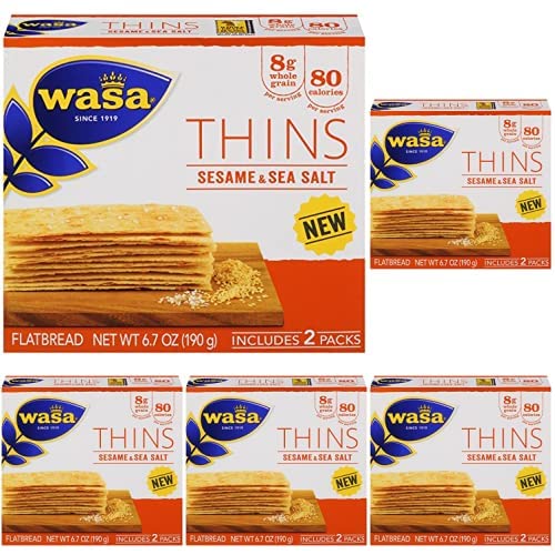 Wasa Flatbread Thins Crackers, Sesame and Sea Salt, 6.7