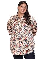 AMYDUS Plus Size Women Printed Top | Centre Pleat for Tummy Flaws | Cloud Soft Fabric | Collared Neck | High-Low Hem | Complete Hip Coverage | Plus Size Tops for Women | L to 9XL