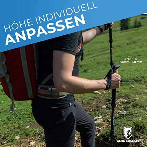 Alpin Loacker Teleskop Wanderstöcke Carbon mit Korkgriff I Leichte Nordic Walking Stöcke Damen und Herren für Skifahren… - Image 5