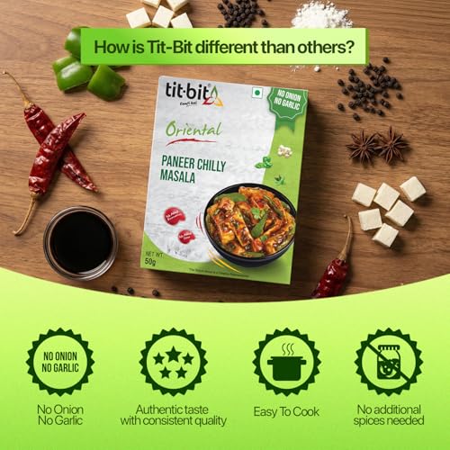 Image of Tit-Bit Paneer Chilli Masala Pack of 5 (250g) No Onion No Garlic - Restaurant Taste at Home - Quick & Easy Cook in Minutes - Paneer Chilli Masala Mix