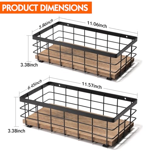 THYGIFTREE kleine Metallkorb, dekorative Holz Base Organizer für Bad, Küche, Korb für Toilettenpapier Lagerung, Zucker-Paket, Kaffeesirup, Gast Handtuch, Serviette (2-Pack Holzfarbe)