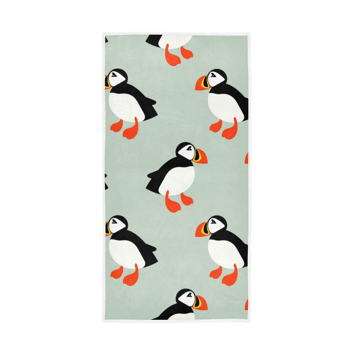 Moyyo Atlantic Ocean Cartoon Puffin Seabird Hand Towel Polyester Towel Sweat Towel Soft Lightweight Single-Sided Printing Hand Towel for Sport Gym Bathroom for Adults and Kids-30 x 15 inches