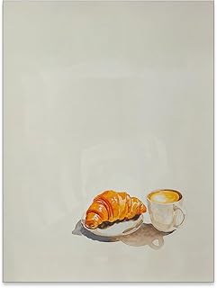 OMANI Kitchen Breakfast Posters Vintage France Food Wall Art Croissant And Coffee Canvas Prints Pictures Cooking Art Wall Decor for Kitchen Dining Room 12x16 inch Unframed