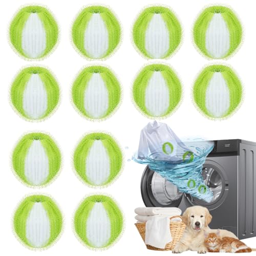 12 PCS Atrapa Pelos Lavadora,Bolas Atrapa Pelos para Lavadora,Bolas para Lavadora,Reutilizable Quita Pelos Mascota,Recoge Pelusas Lavadora Bola,Eliminar El Pelo De Las Mascotas (color25111915)