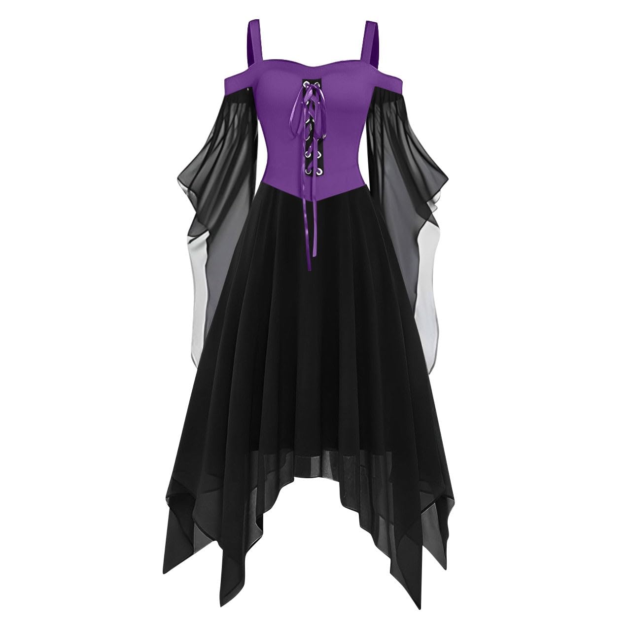 TOFOTL Womens Halloween Bloody Dress Lolita Woodland Corsets Princess 18th Century Goth Dresses Corset Dress Halloween Pumpkin Costumes Ladies Outfit Tudor Hooded Purple M