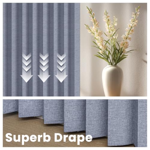 Image of AJAZZ Blackout Accordion Door Curtain 1 Panel 98 inchx78 inch Dark Blue - Magnetic Folding Room Divider, No-Drill Sliding Patio Closet