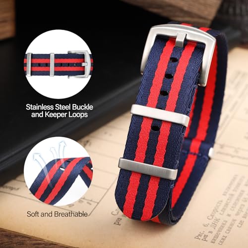 Image of watchdives Nylon Watch Band 20mm 22mm Multicolor Replacement Watch Straps for Men Women