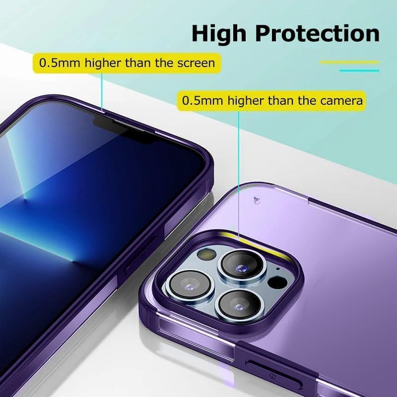Image of mobistyle iPhone 14 Pro Polycarbonate Non Yellowing Translucent | Ultra Hybrid Drop and Camera Protection Back Cover Case for iPhone 14 Pro (Purple Side)