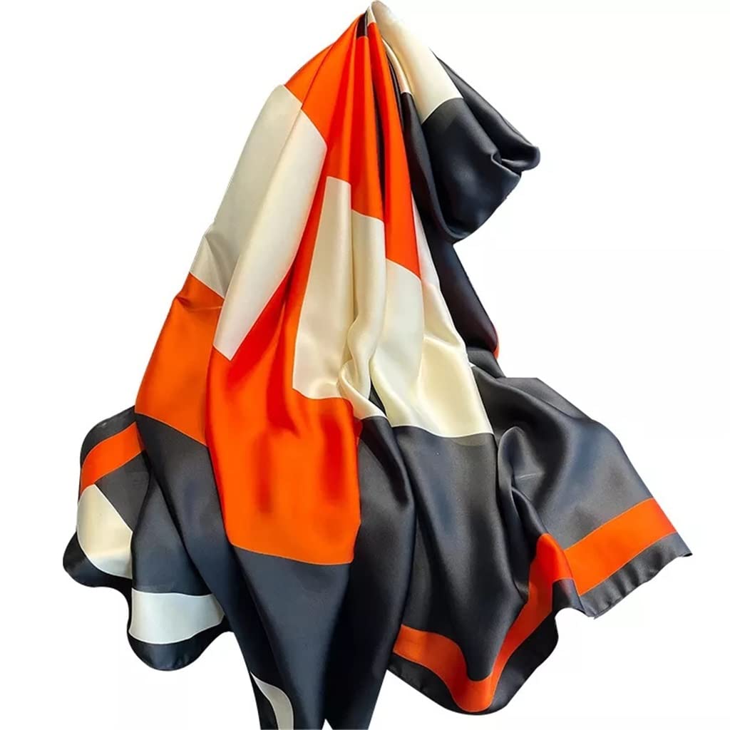 Pañuelo Estampado Mujer Pañuelo de Seda Mujer Retro Diadema Playa StoleHijab Chales y envolturas Bandana (A 90x180cm)