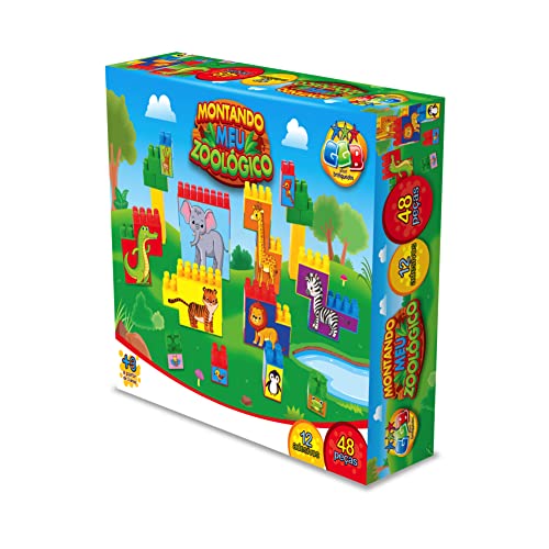 Blocos de Montar Montando Meu Zoológico 48 Peças GGB Plast