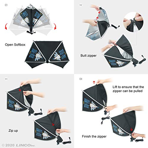 Image of LINCO Lincostore Studio Lighting Photography Light Equipment Continuous Photo Softbox Kit 16x 16 Inch with 2 Professional Portrait Bulb for Filming Video AM270