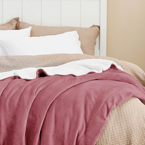Image of Bedsure GentleSoft Sherpa Fleece Twin Size Blanket for Couch, Non-Heated, Thick and Warm Throw for Girls and Women, Soft Fuzzy Plush Twin Blanket for Winter, Dusty Rose, 60x80 Inches