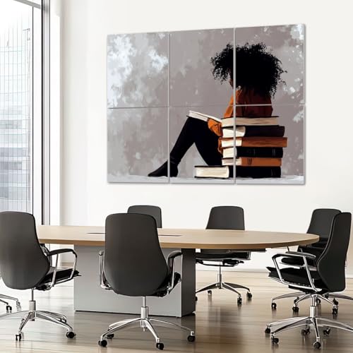Paneles Acústicos Decorativos 6 Piezas, Absorbentes de Sonido con Diseño de Mujer Africana Leyendo, Autoadhesivos, 72"x48" miniatura 7