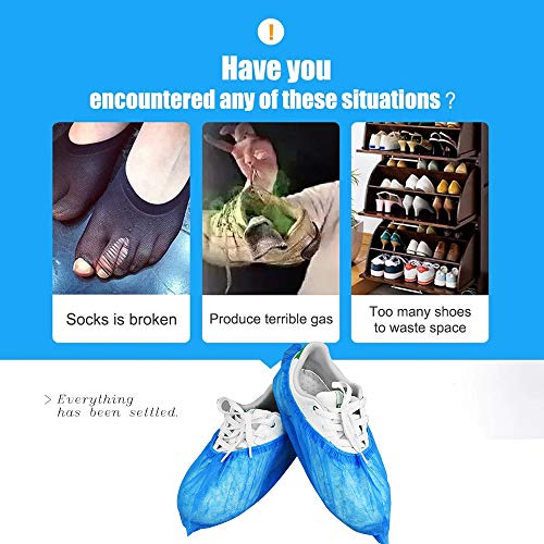 Disposable Shoe Covers 100 Pack (50 Pairs) Non-woven fabric, Non Slip Breathable Dustproof Anti-slip Durable Boot Shoes Cover for Home and Outdoor Activities, One Size Fits All (Blue)